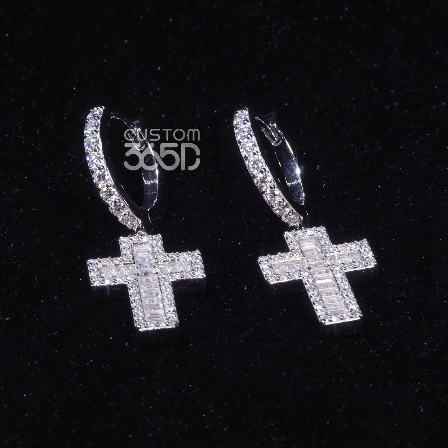 CUSTOM CROSS DANGLY EARRING