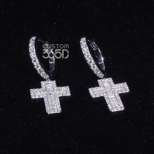 CUSTOM CROSS DANGLY EARRING
