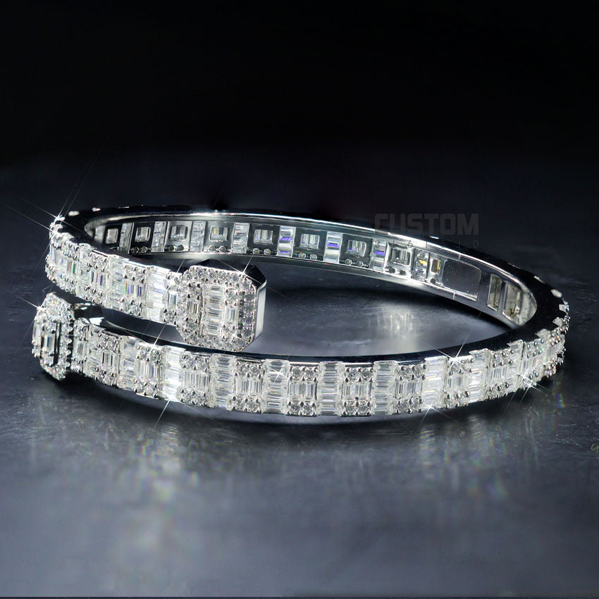 CUSTOM BAGUETTE CLUSTER BANGLE BRACELET
