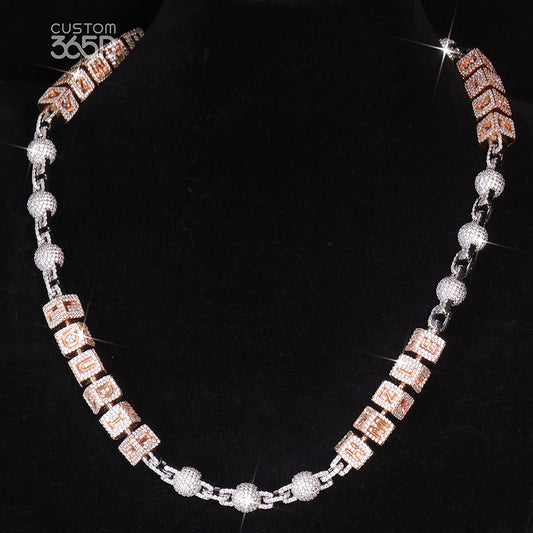 CUSTOM BALL&LETTER-CUBE LINK CHAIN